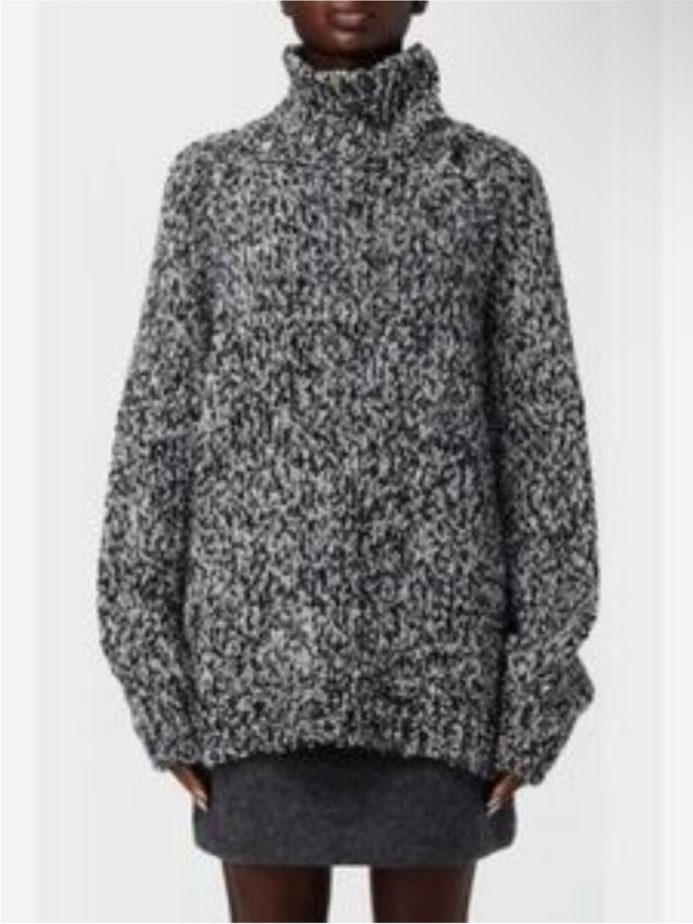 Abercrombie & Fitch Black and White Marled Turtleneck Sweater